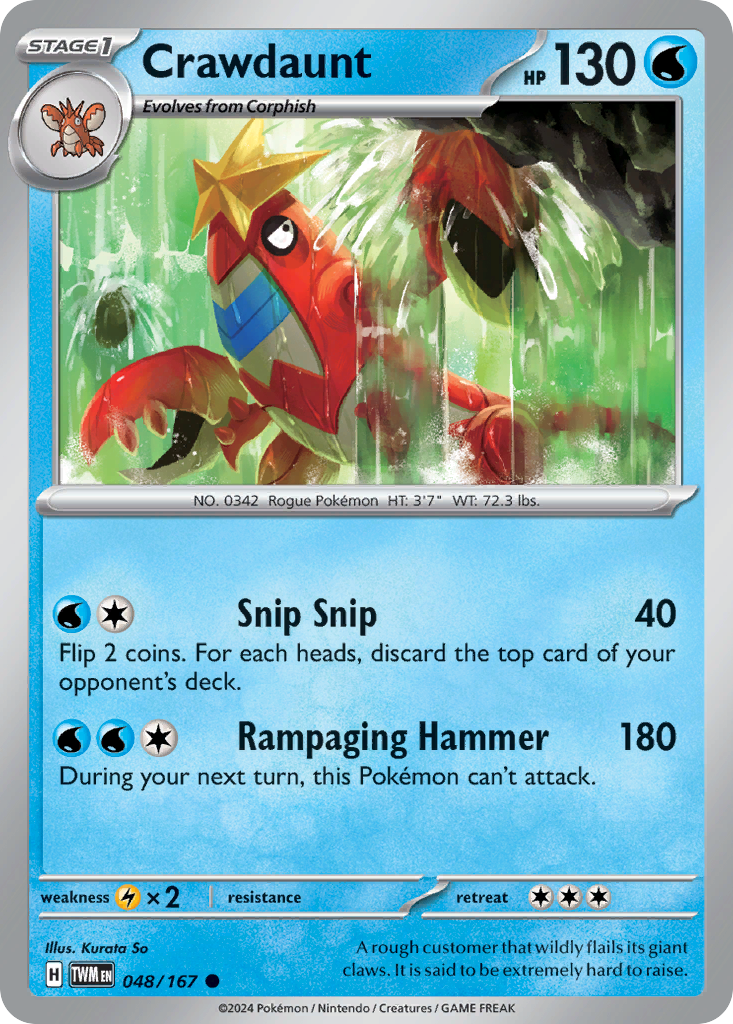 Crawdaunt (48/167) - Twilight Masquerade Pokémon Card