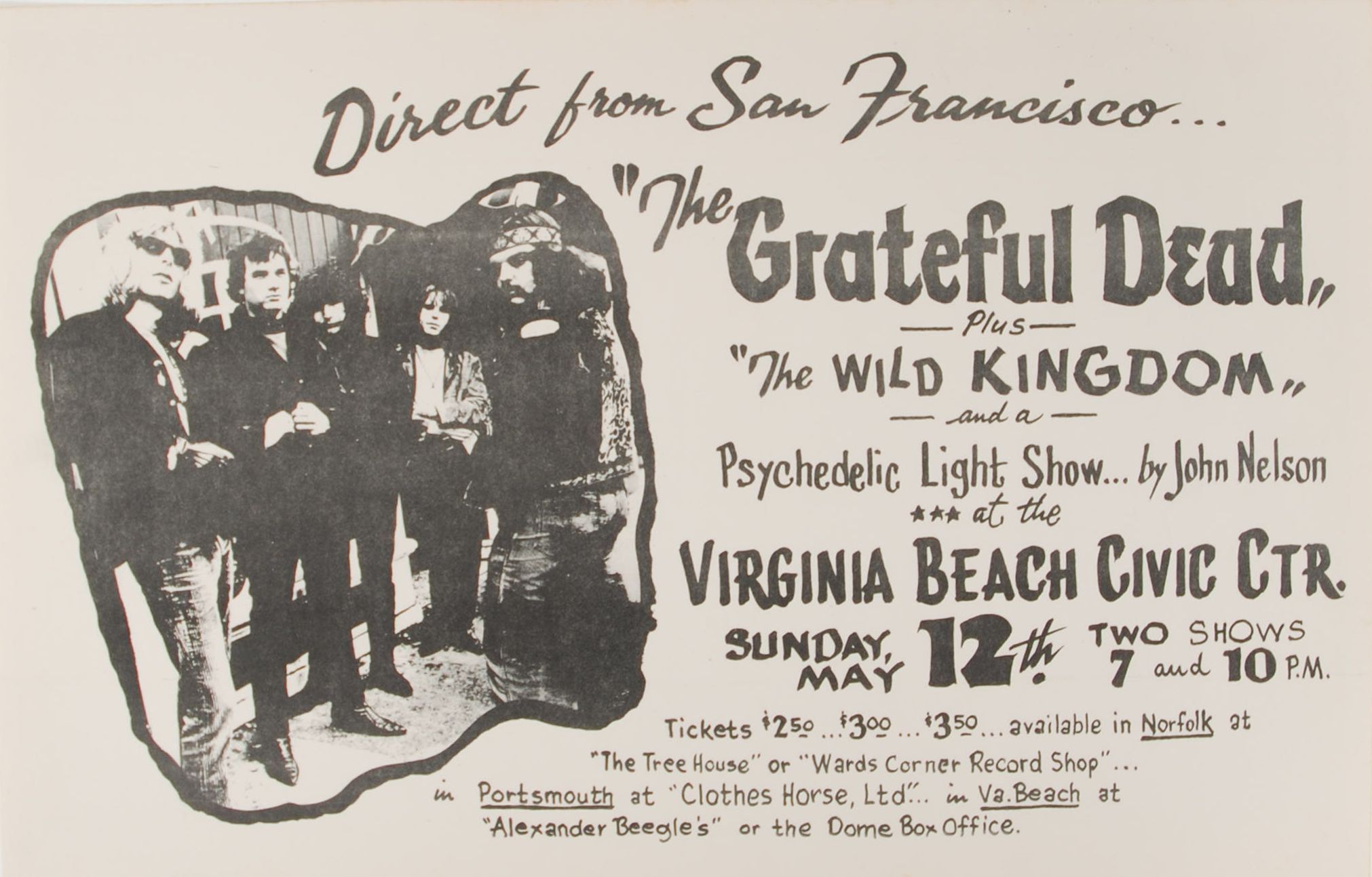 Grateful Dead Virginia Beach Civic Center 1968 Concert Poster