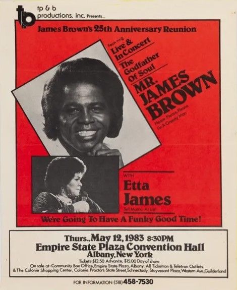 James Brown & Etta James Empire State Plaza Convention Hall 1983 Concert Poster