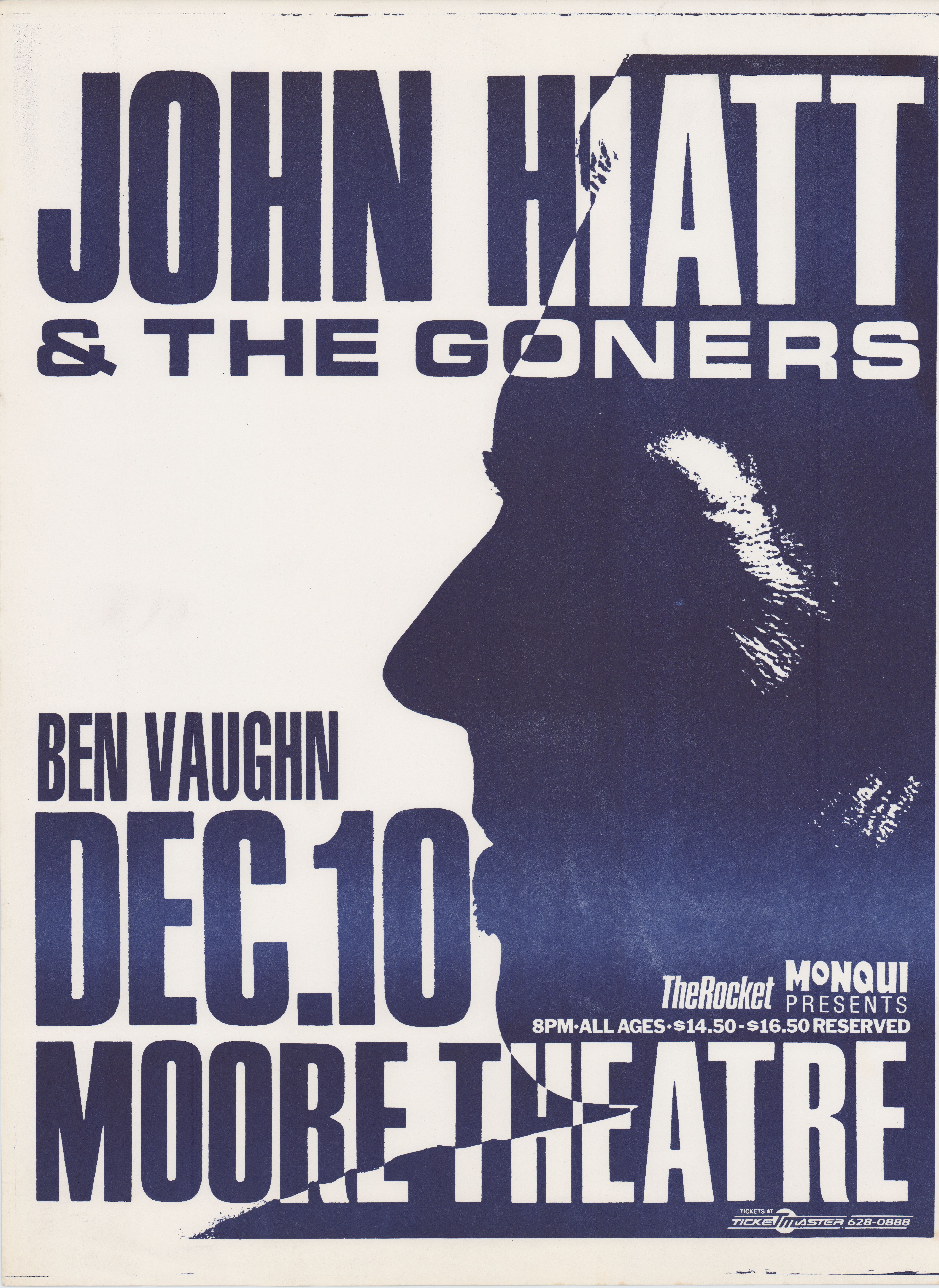 MXP-268.2 John Hiatt & The Goners 1988 Moore Theatre  Dec 10 Concert Poster