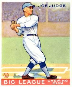 Joe Judge 1933 Goudey (R319) #155 Sports Card