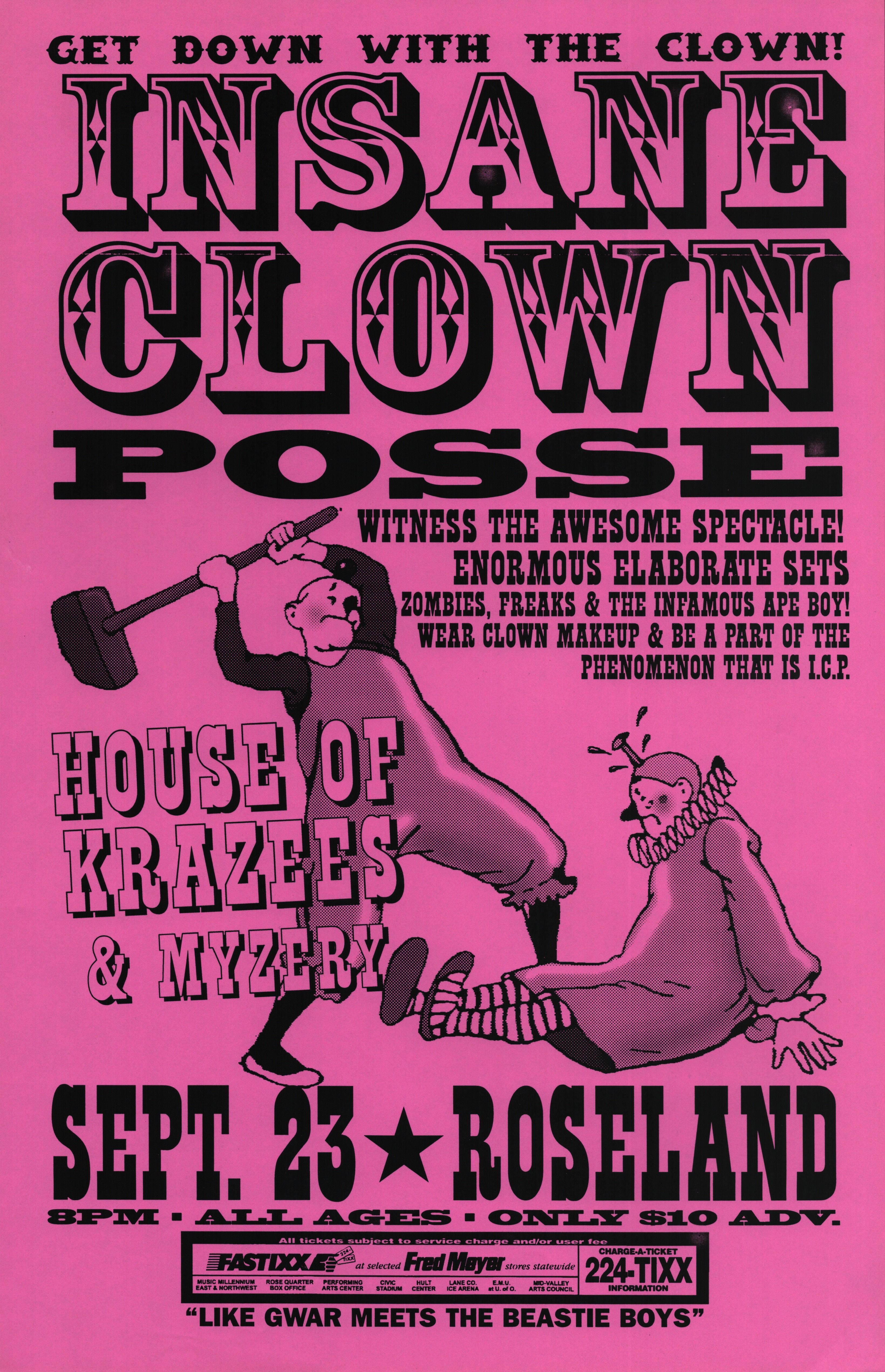 MXP-182.10 Insane Clown Posse Roseland Theater 1997 Concert Poster