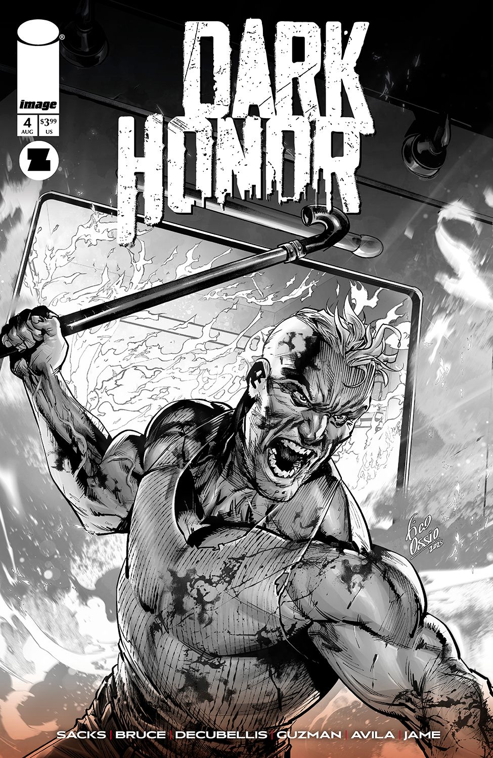 Dark Honor #4 (Cvr B Inc 1:10 Fico Ossio B&W Variant) Comic