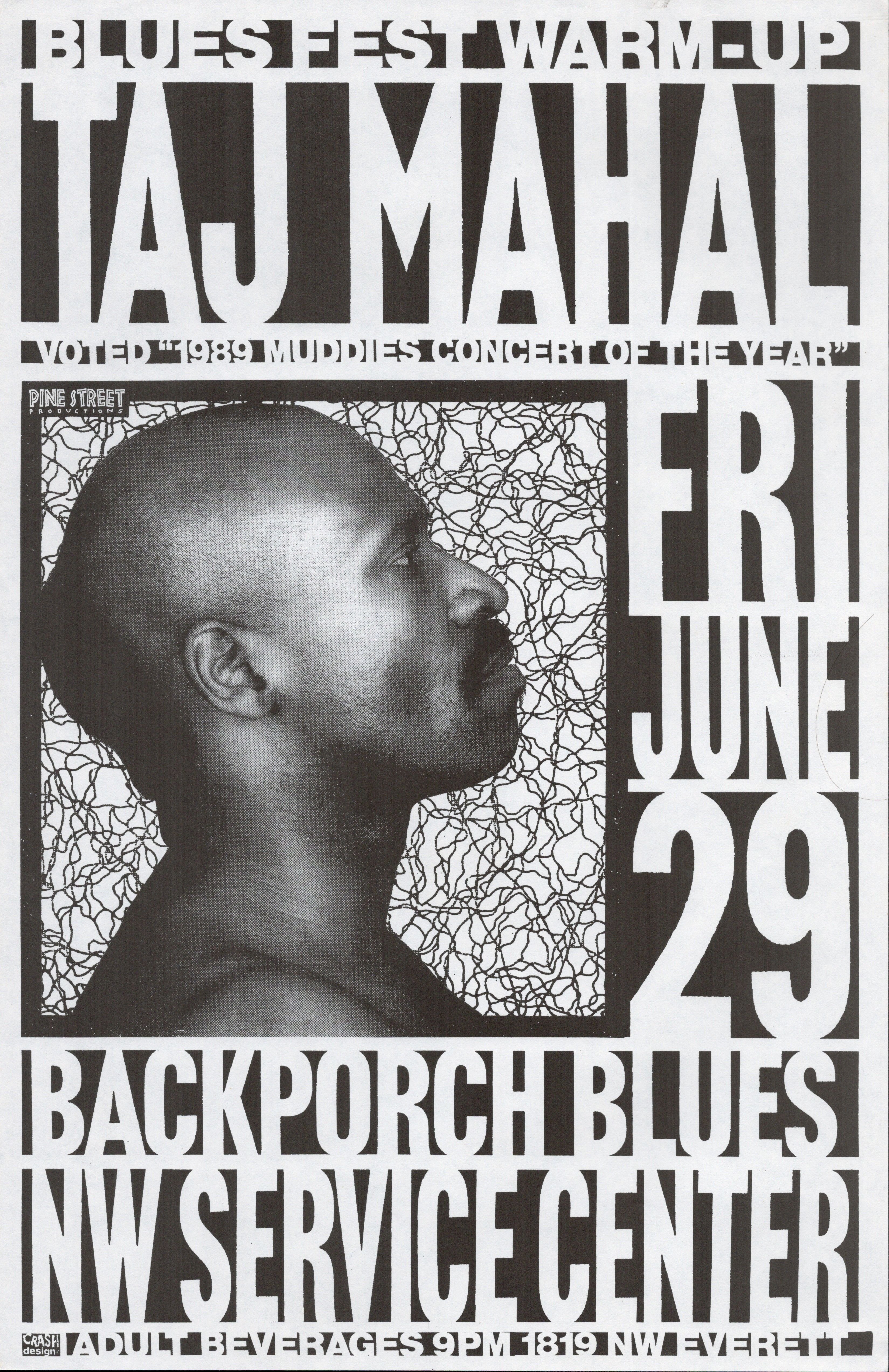 Taj Mahal & Backporch Blues 1000 NW Service Center Jun 29 Concert Poster