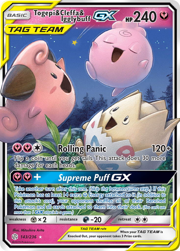 Togepi & Cleffa & Igglybuff GX (143/236) - Cosmic Eclipse Pokémon Card