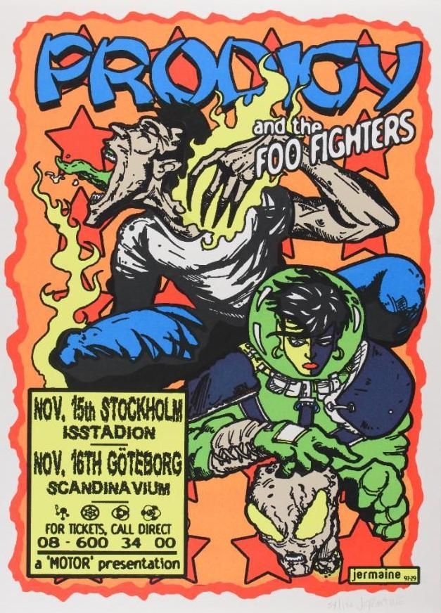 Prodigy & Foo Fighters Sweden 1997 Concert Poster