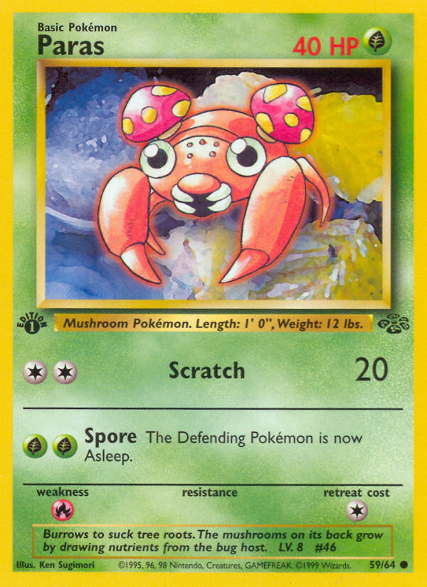 Paras (59/64) - Jungle (1st Edition) Pokémon Card