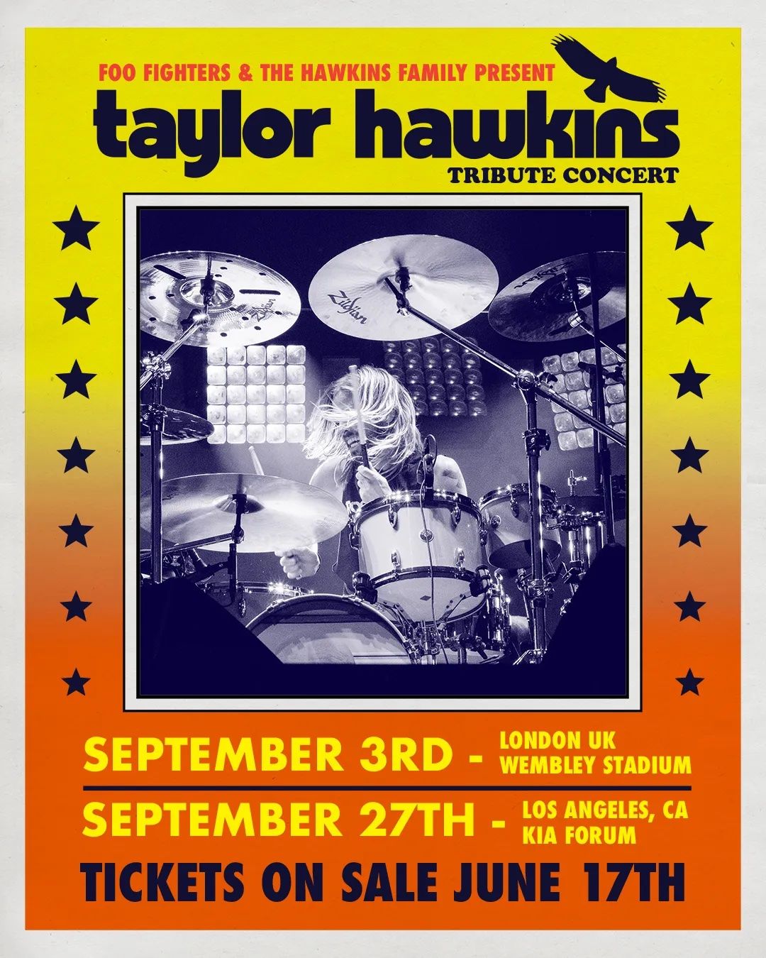 Taylor Hawkins Tribute Concert Wembley Stadium & Kia Forum 2022 Concert Poster