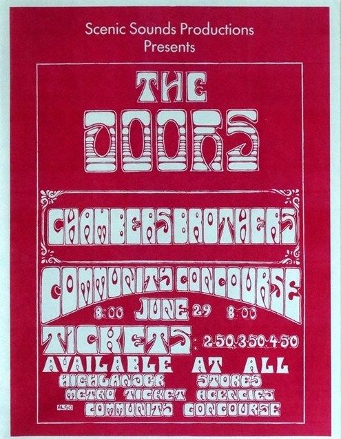 The Doors Community Concourse Flyer 1968 Concert Poster
