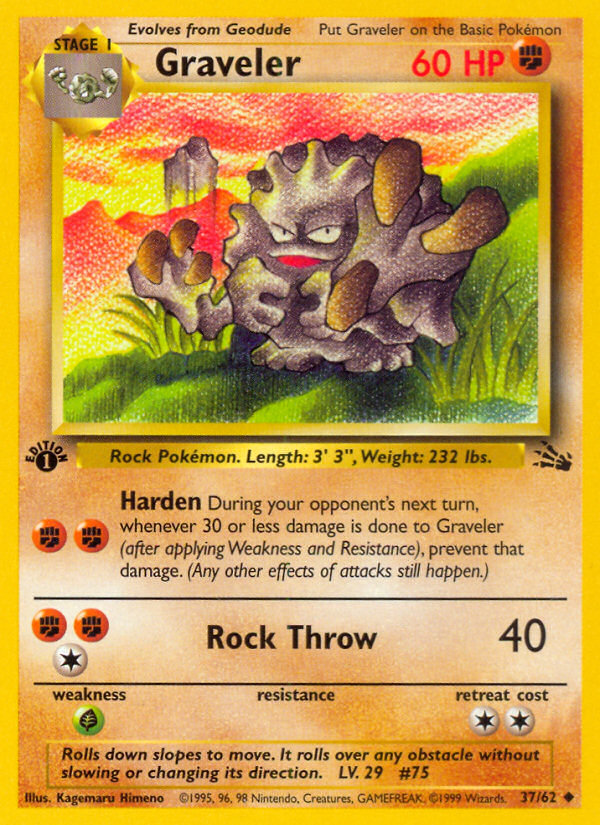 Graveler (37/62) - Fossil (1st Edition) Pokémon Card