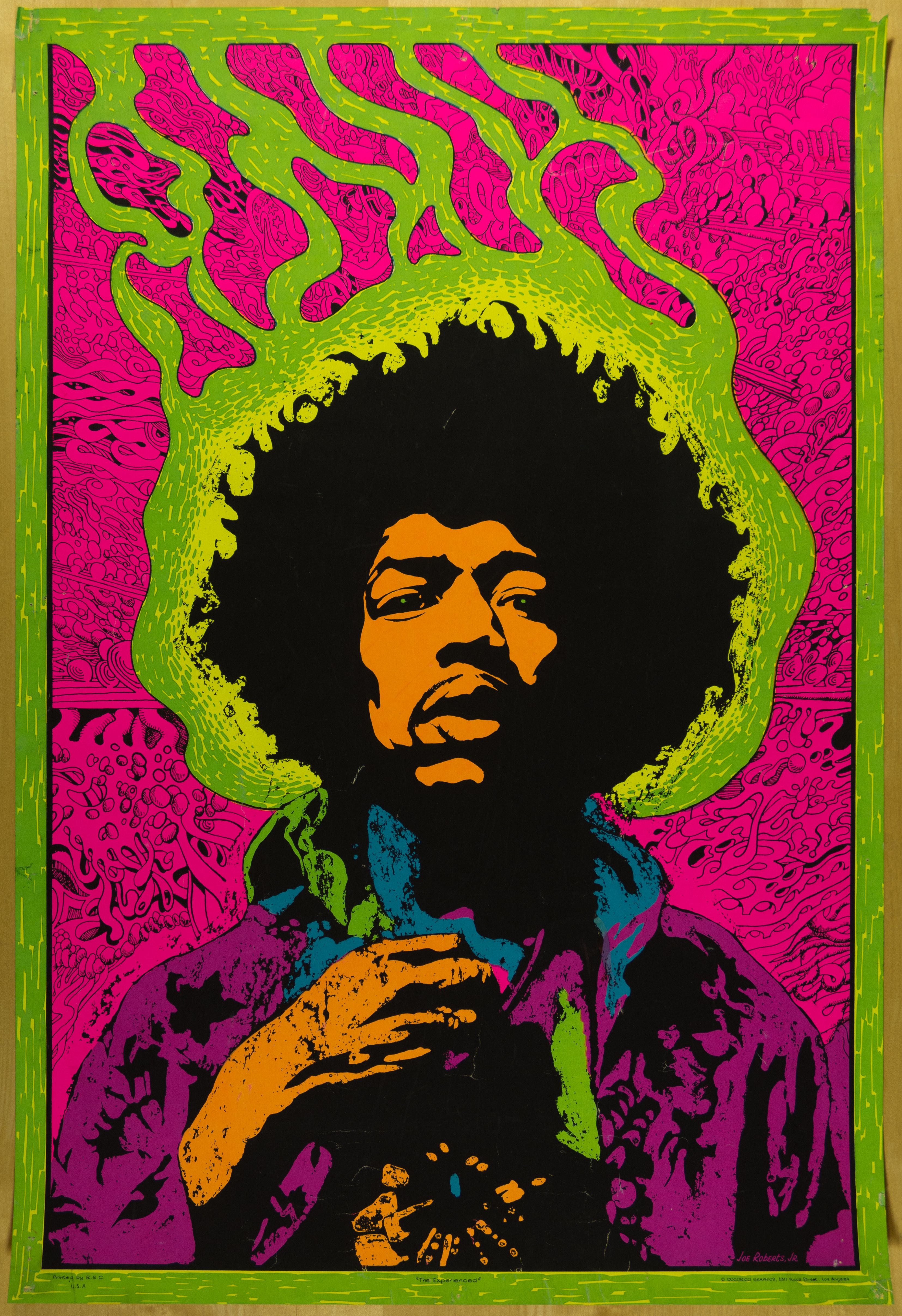 Jimi Hendrix "The Experienced" 1969 Headshop Poster Concert Poster