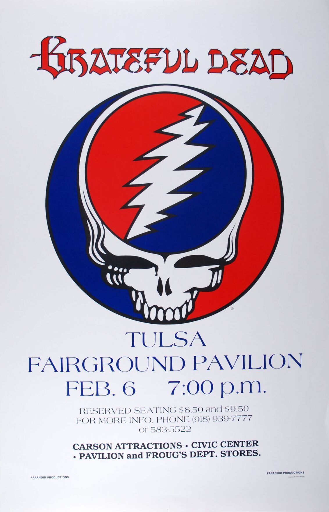 Grateful Dead Tulsa Fairground Pavilion 1979 Concert Poster