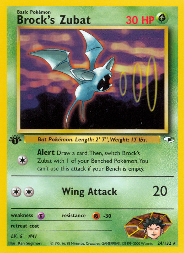 Brock's Zubat (24/132) - Gym Heroes (1st Edition) Pokémon Card