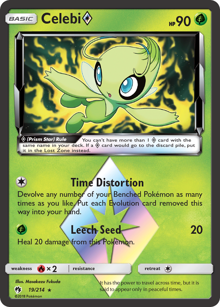 Celebi ◇ Prism Star (19/214) - Lost Thunder Pokémon Card