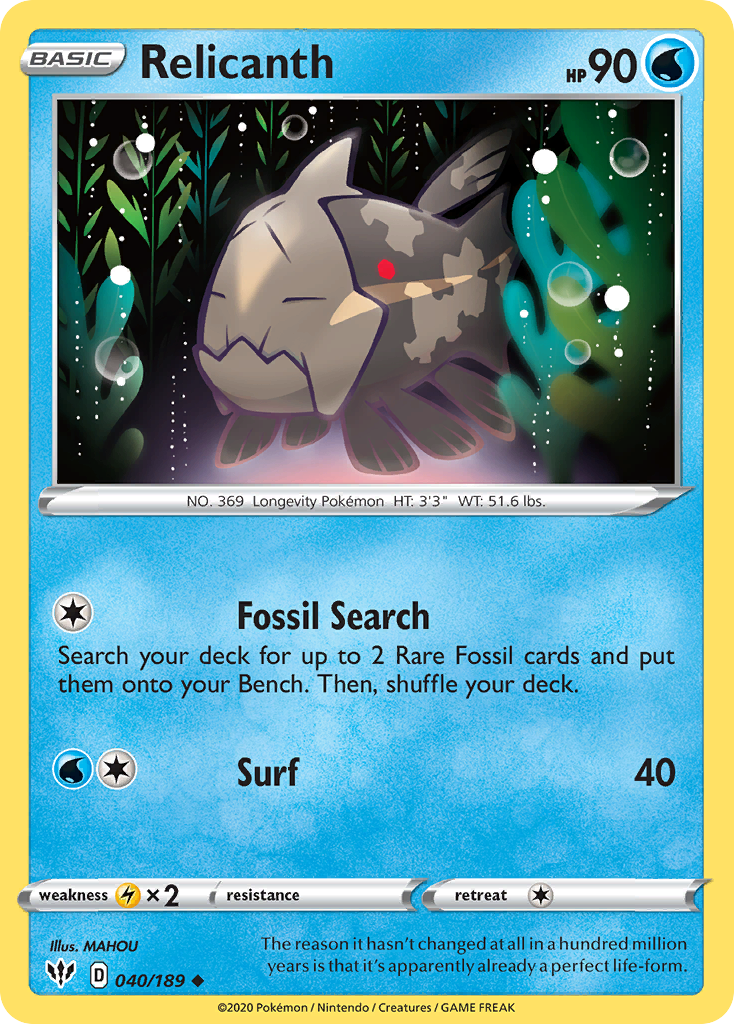 Relicanth (40/189) - Darkness Ablaze Pokémon Card