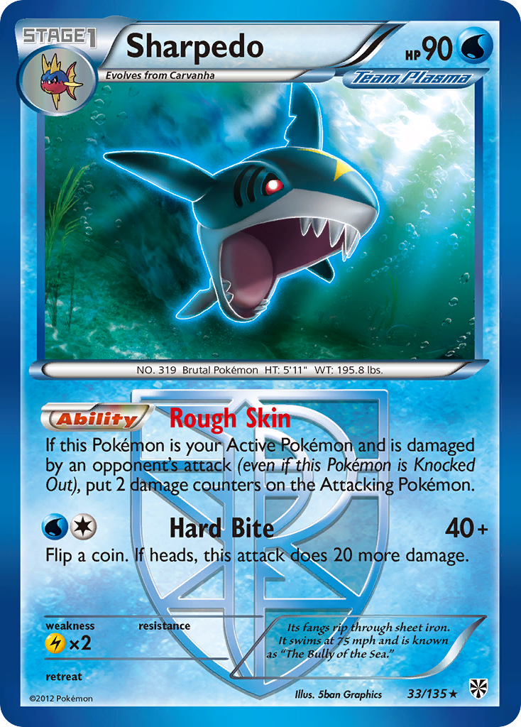 Sharpedo (33/135) - Plasma Storm Pokémon Card