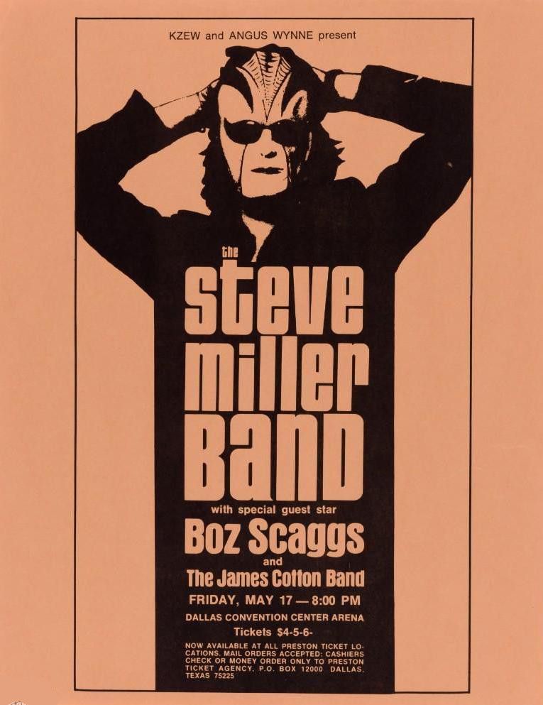 Steve Miller Band Dallas Convention Center Handbill 1974 Concert Poster