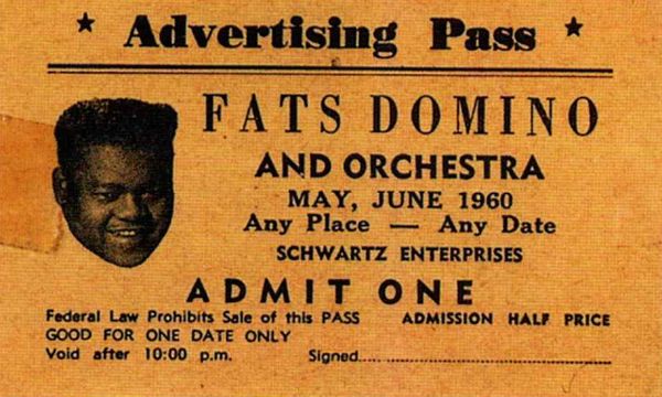 AOR-1.36 Fats Domino Advertising Pass 1960