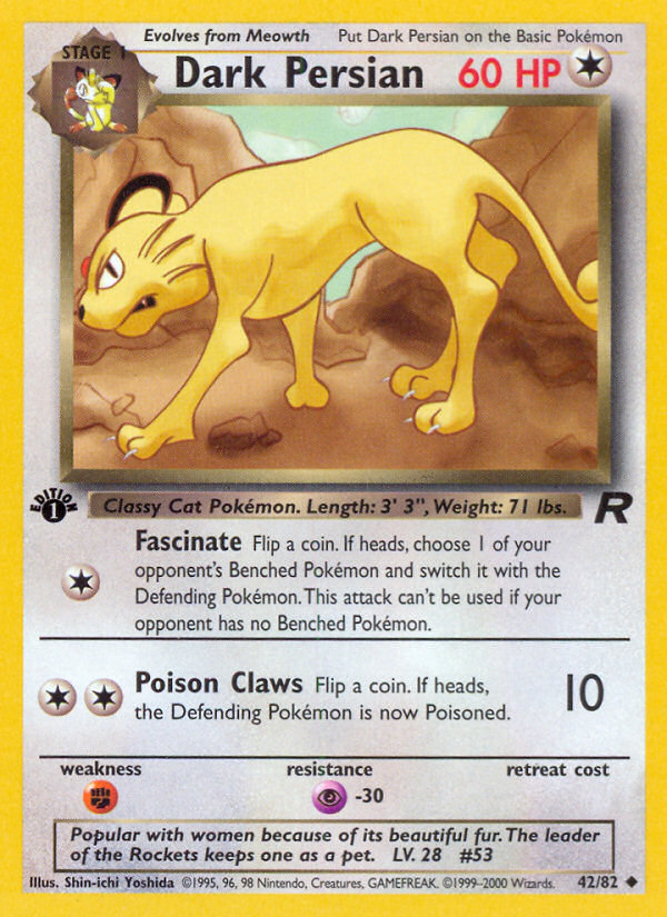 Dark Persian (42/82) - Team Rocket (1st Edition) Pokémon Card