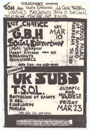 G.B.H & Uk Subs Olympic Auditorium 1000-03-10 1000 Olympic Auditorium Mar 10