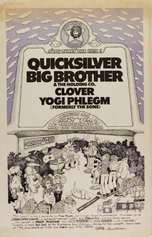 Quicksilver & Big Brother Marin Civic Center 1972 Concert Poster