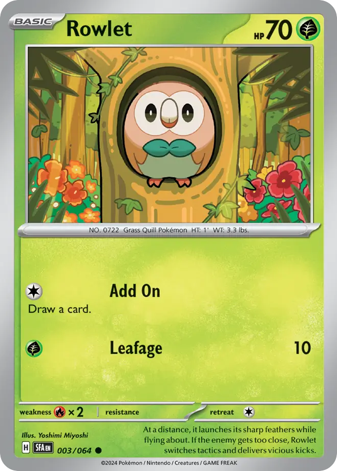 Rowlet (3/64) - Shrouded Fable Pokémon Card