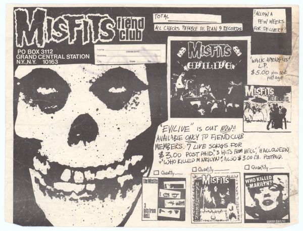 Misfits Fiend Club Advertisement 1981