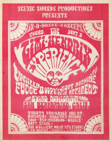Jimi Hendrix Experience Swing Auditorium Handbill 1968 Concert Poster