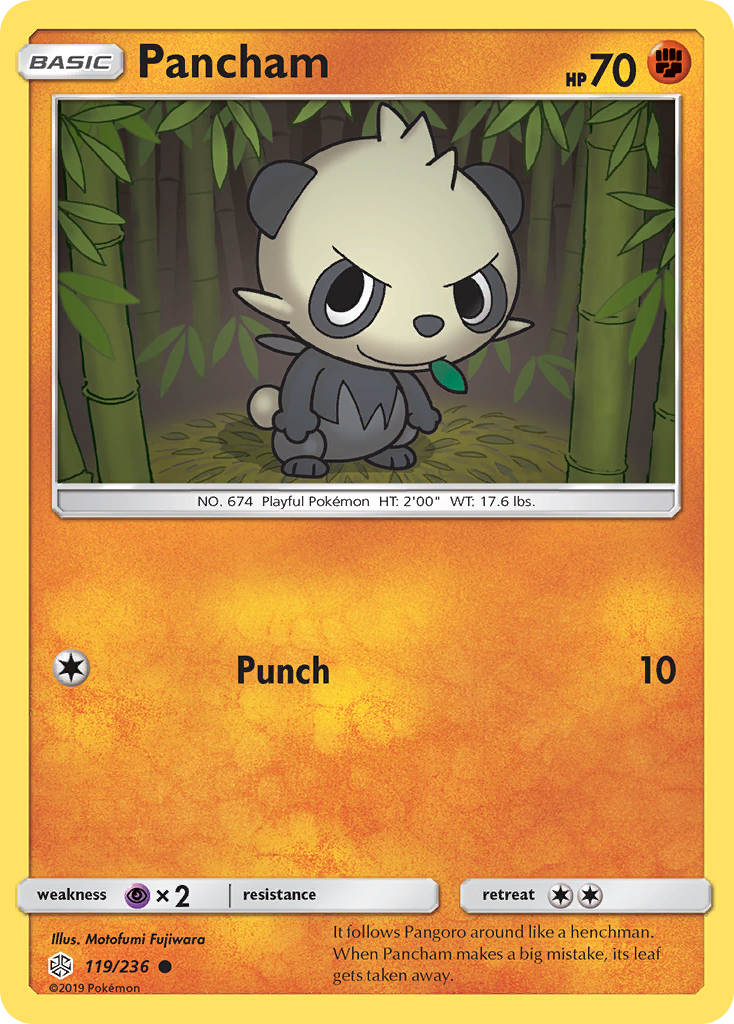 Pancham (119/236) - Cosmic Eclipse Pokémon Card