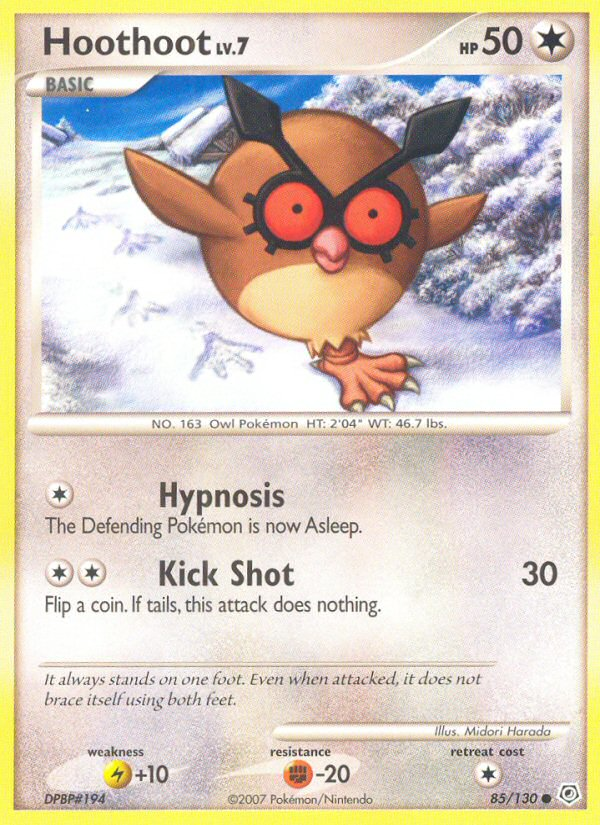 Hoothoot (85/130) - Diamond & Pearl Pokémon Card