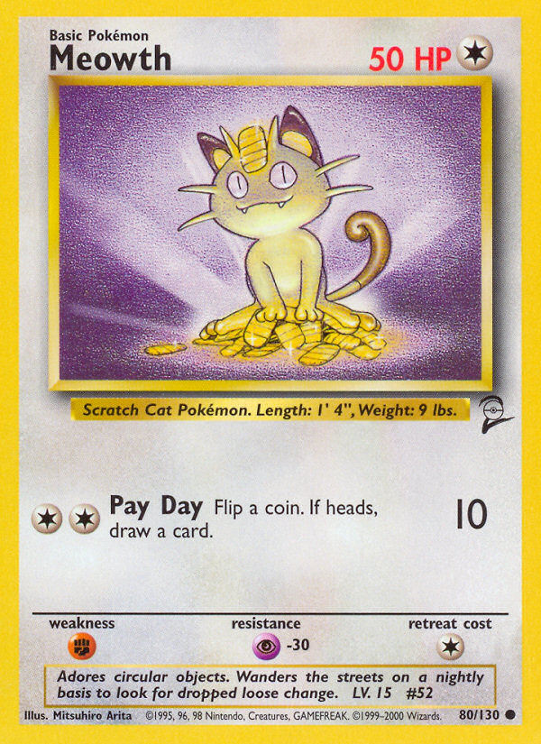 Meowth (80/130) - Base Set 2 Pokémon Card