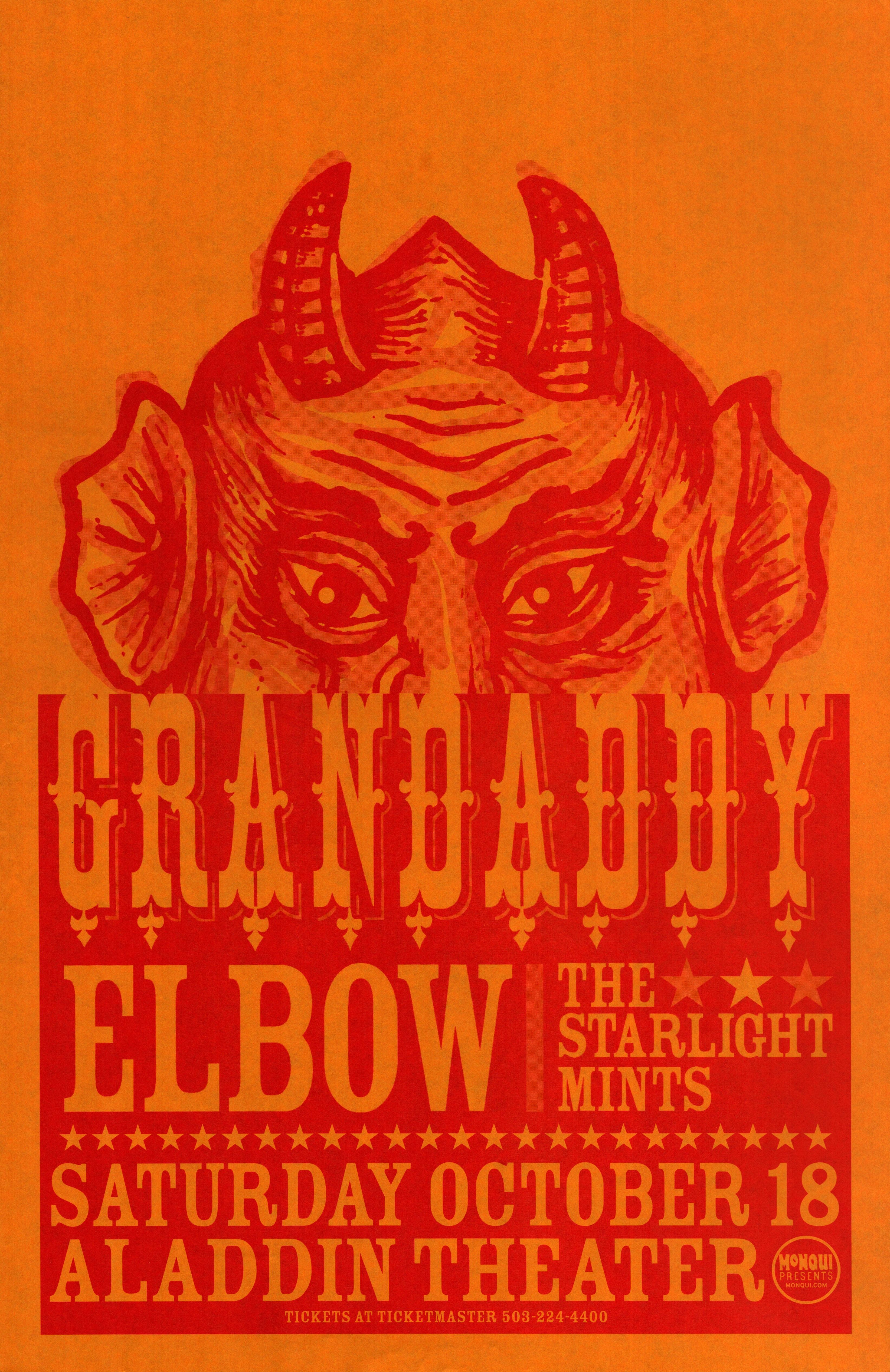 MXP-70.4 Grandaddy & Elbow 2003 Aladdin Theater DARKER VARIANT Concert Poster