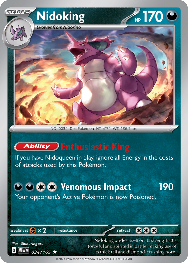 Nidoking (34/165) - 151 Pokémon Card