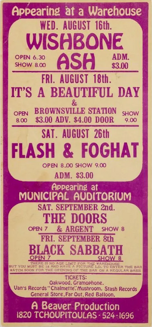 Wishbone Ash & The Doors Handbill 1972