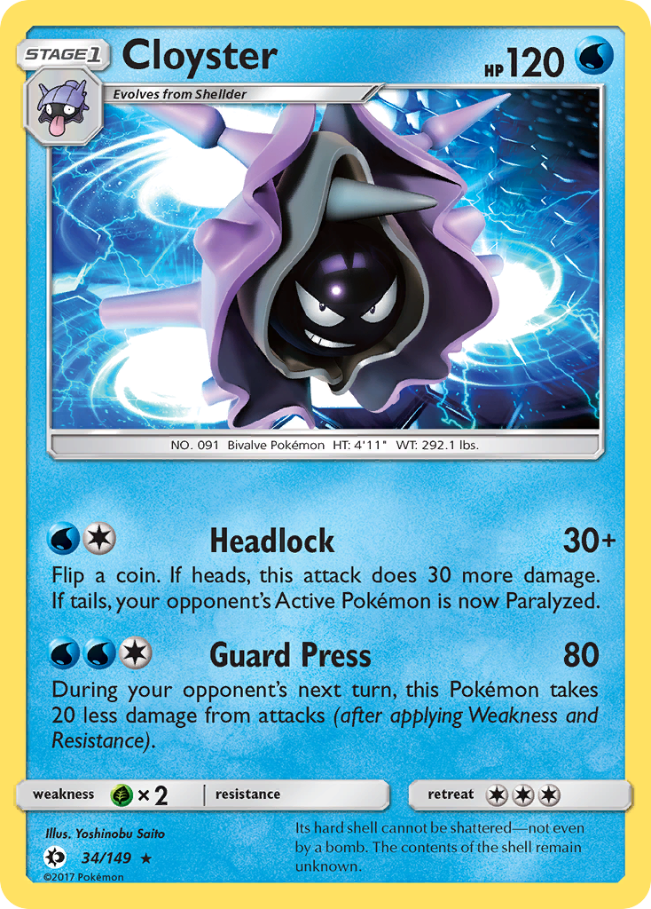 Cloyster (34/149) - Sun & Moon Pokémon Card