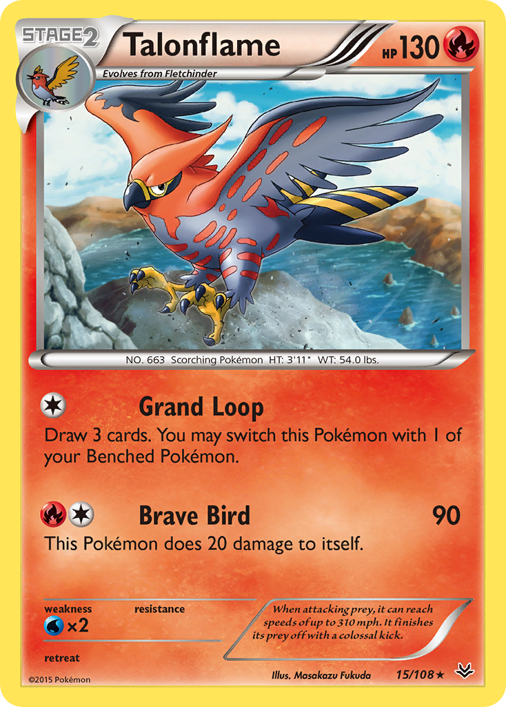 Talonflame (15/108) - Roaring Skies Pokémon Card