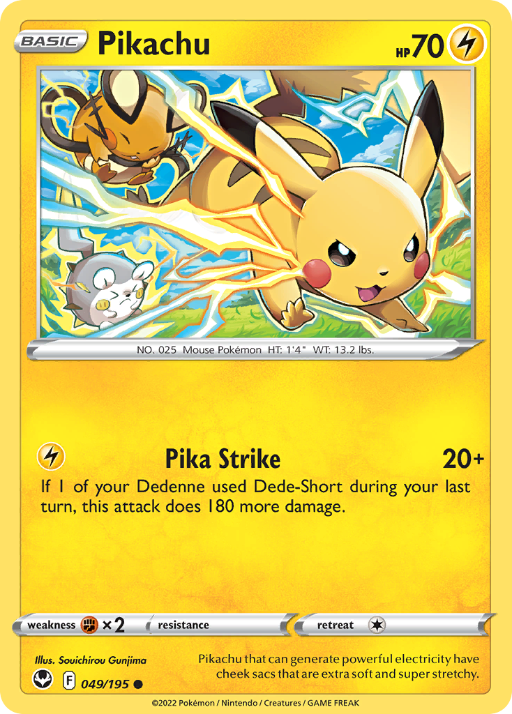 Pikachu (49/195) - Silver Tempest Pokémon Card