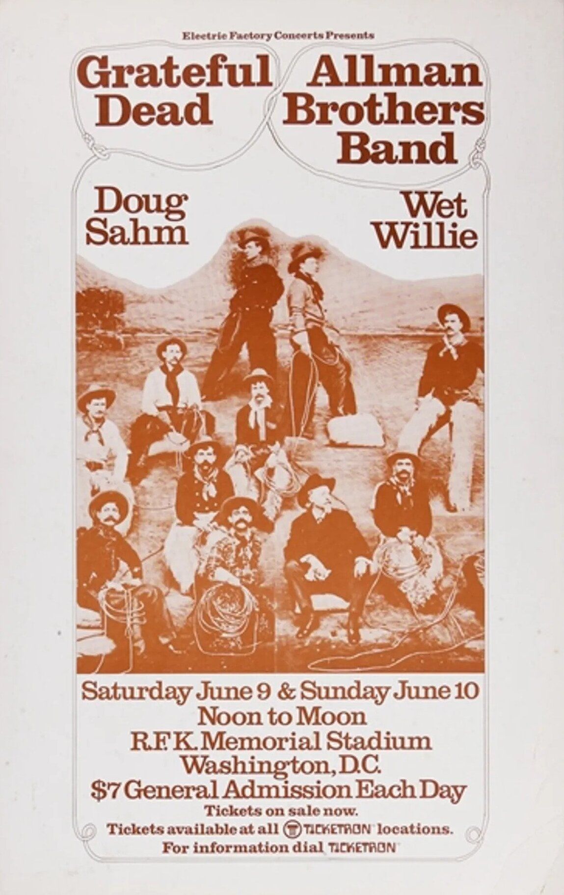 Grateful Dead & The Allman Brothers Band RFK Stadium 1973 Concert Poster