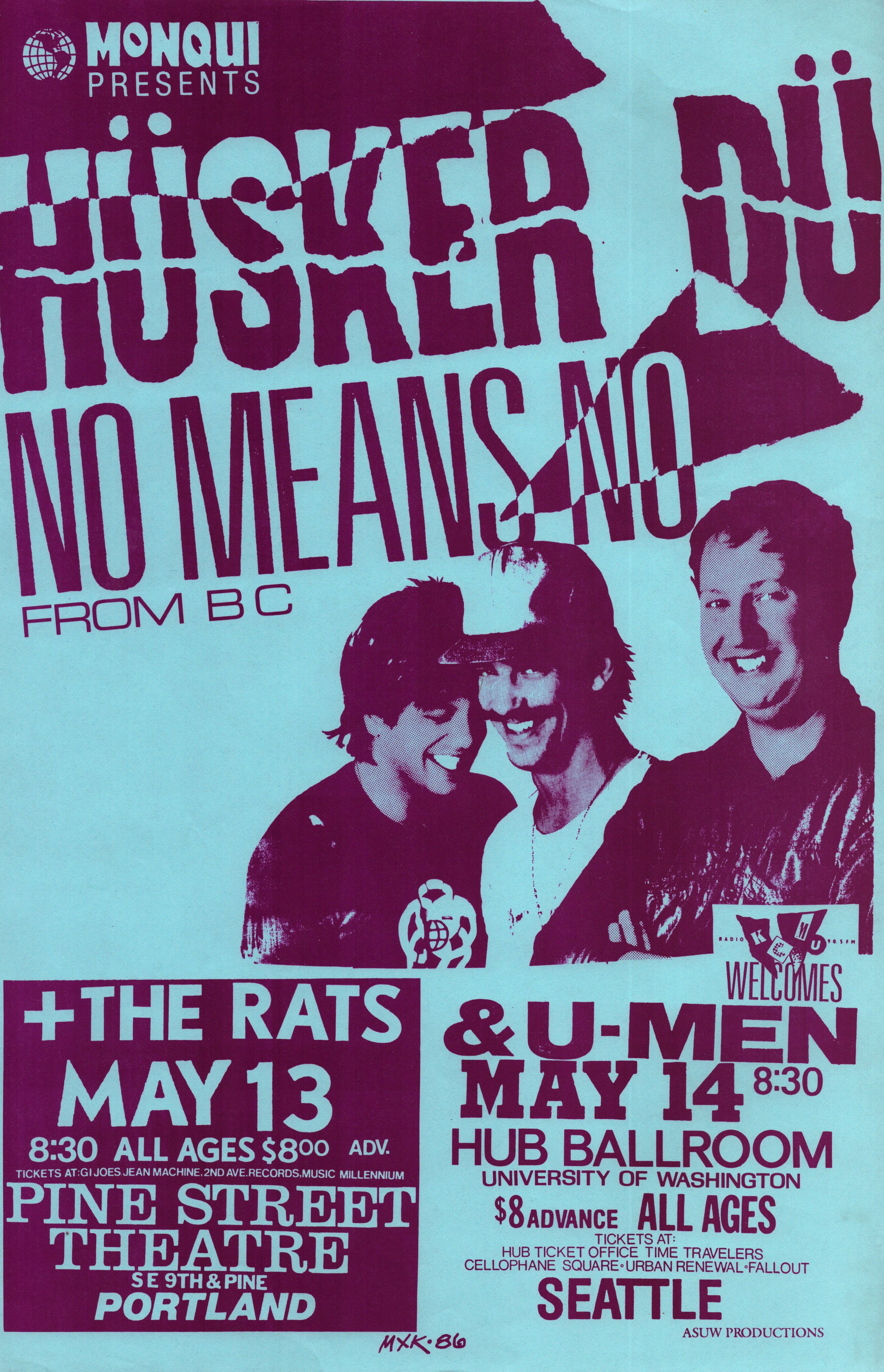 MXP-170.2 Husker Du Pine Street Theatre & Hub Ballroom 1986 Concert Poster