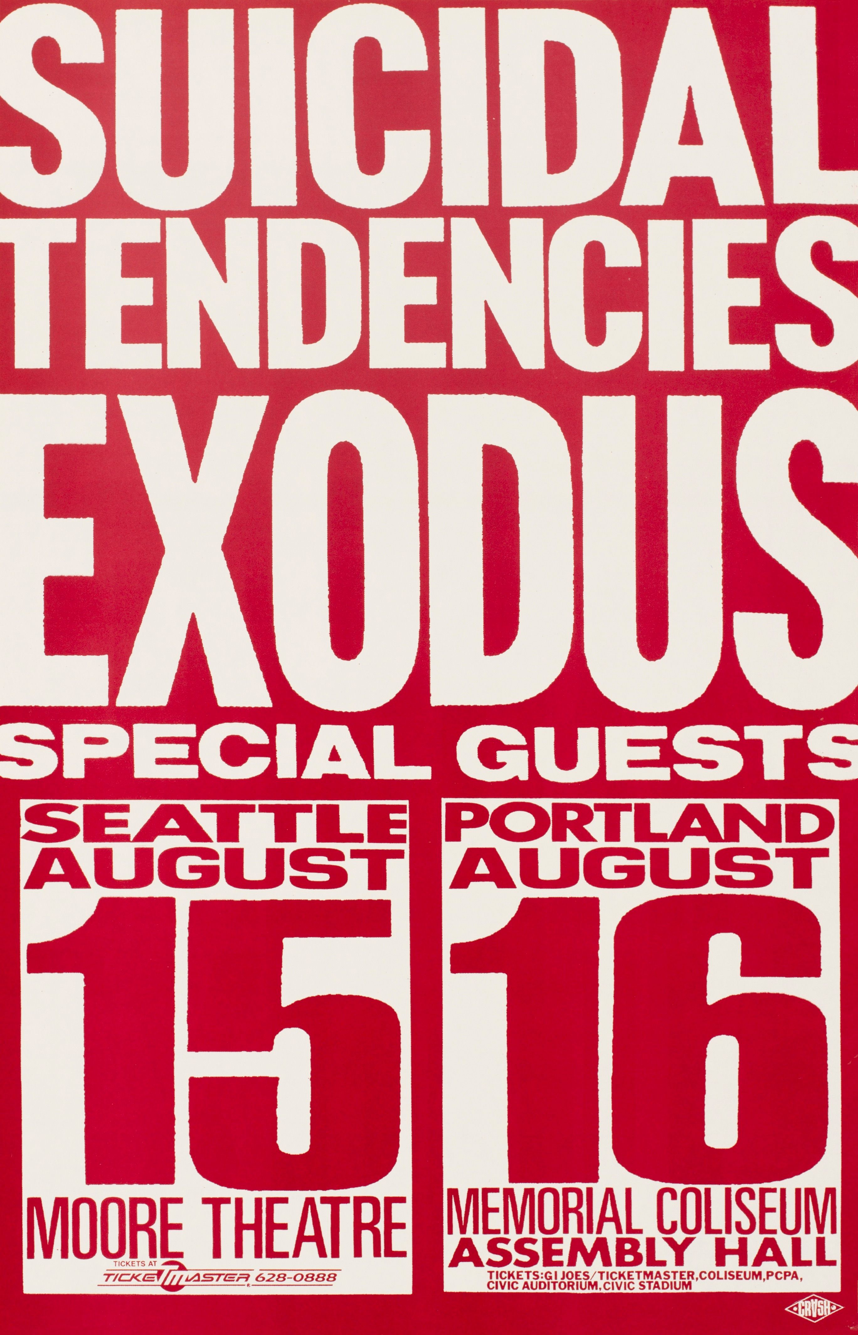 MXP-77.1 Suicidal Tendencies 1990 Moore Theatre/ Memorial Coliseum  Jul 16 Concert Poster