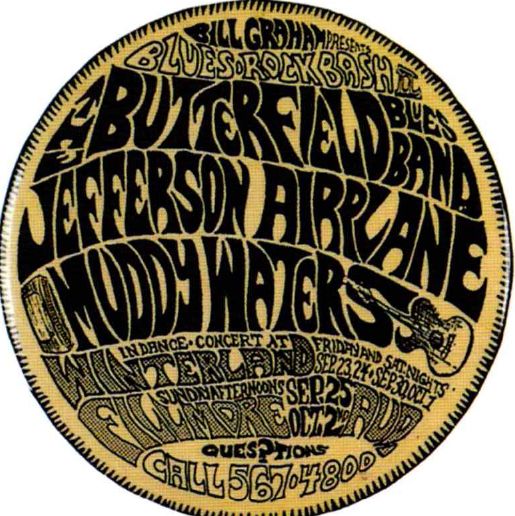 AOR-2.53 Butterfield Blues Band Winterland & Fillmore Button 1966 Concert Poster