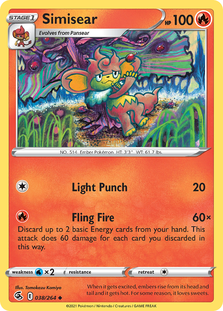 Simisear (38/264) - Fusion Strike Pokémon Card