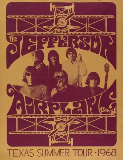 Jefferson Airplane Texas Summer Tour 1968 Concert Poster