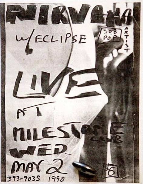 Nirvana The Milestone 1990 Concert Poster