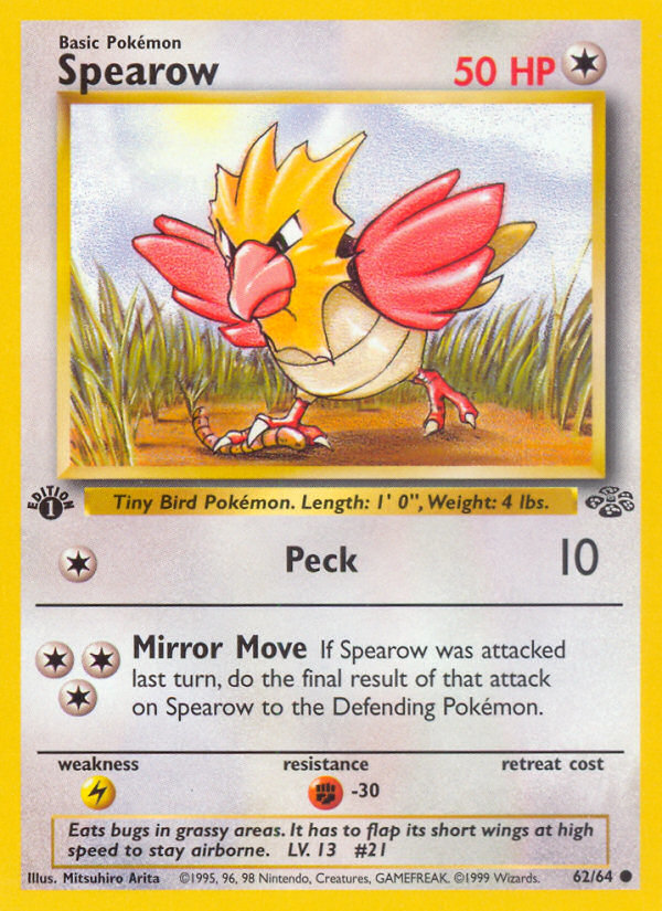 Spearow (62/64) - Jungle (1st Edition) Pokémon Card