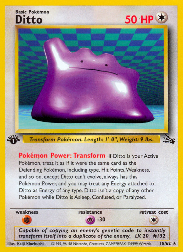 Ditto (18/62) - Fossil (1st Edition) Pokémon Card