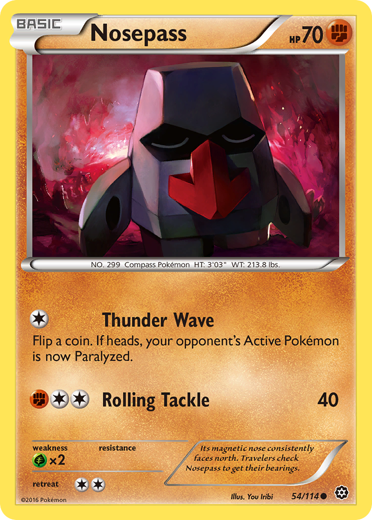 Nosepass (54/114) - Steam Siege Pokémon Card