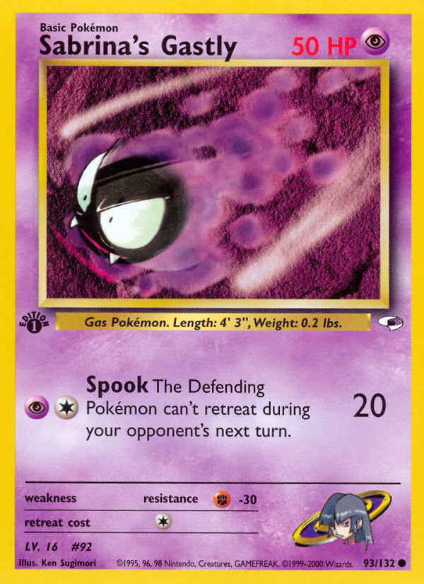 Sabrina's Gastly (93/132) - Gym Heroes (1st Edition) Pokémon Card