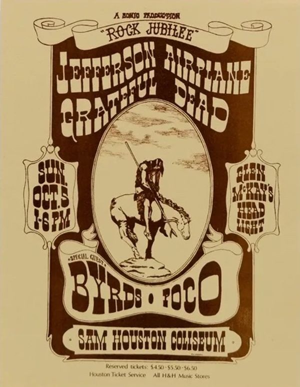Jefferson Airplane & Grateful Dead Sam Houston Coliseum HANDBILL 1969