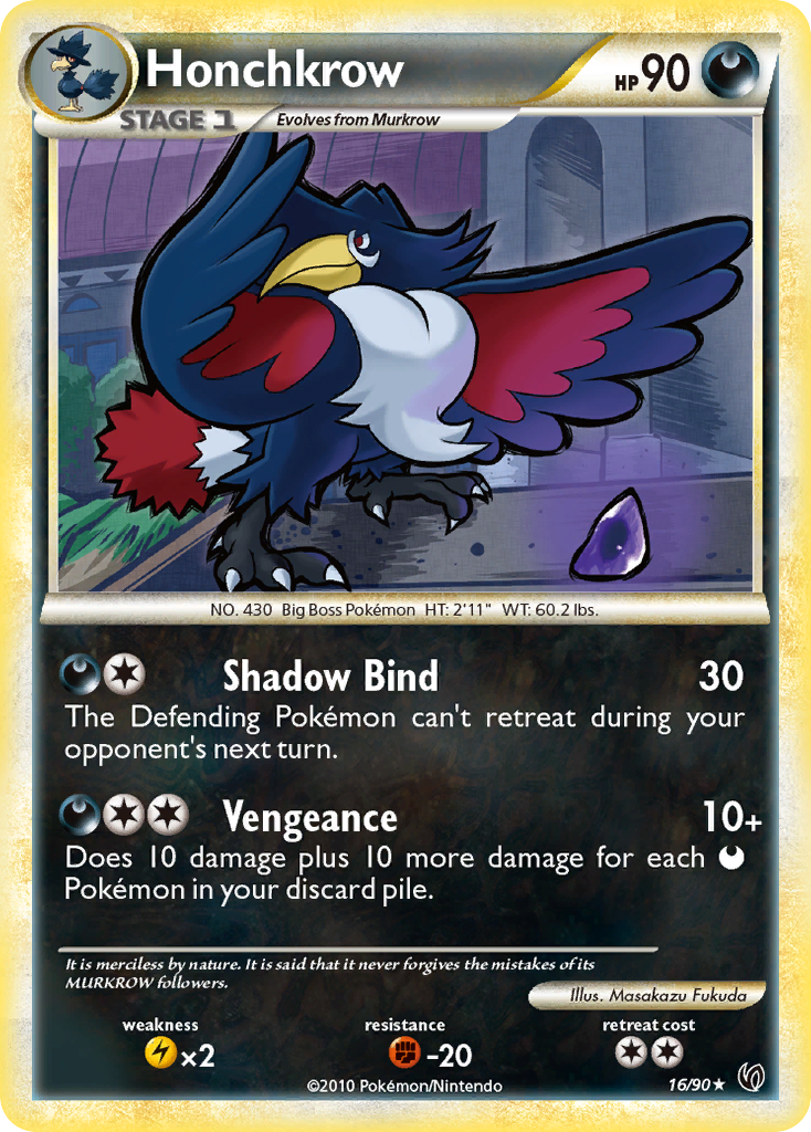 Honchkrow (16/90) - HS—Undaunted Pokémon Card